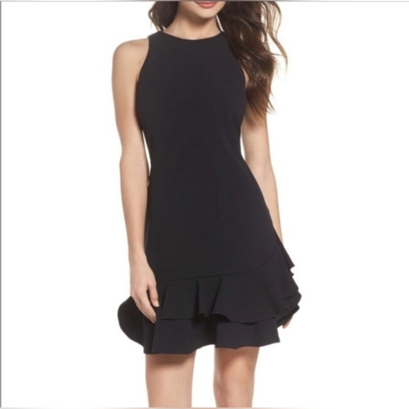 Chelsea28 Dresses & Skirts - Chelsea28 Black Asymmetrical Ruffled Hem LBD. So Flattering!